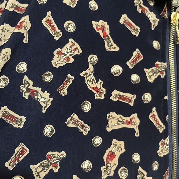 Holly Lane Bomber Jacket Womens Small Blue With Golf Print AOP Preppy - Picture 4 of 5